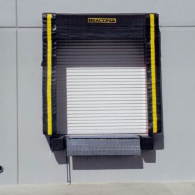 Loading dock door seal keeps out rain, snow and dust.